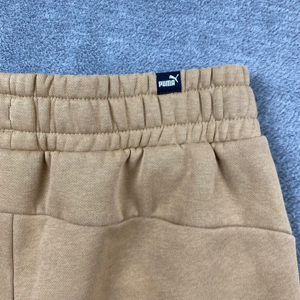 Puma Mens Small Joggers Tan Brown Fleece Logo Drawstring Sweatpants